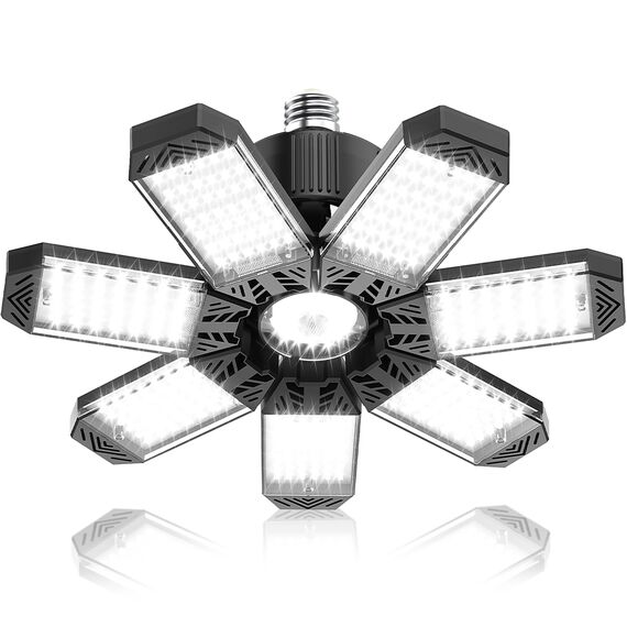 HAPYLUMI 200W LED Garagenleuchte Werkstattlampe, 20000LM 6500K LED Werkstatt Deckenleuchte mit 7+1 Verstellbarem Panel E26/E27 Garagenlampe Garagenbeleuchtung für Keller Werkstatt Lagerraum