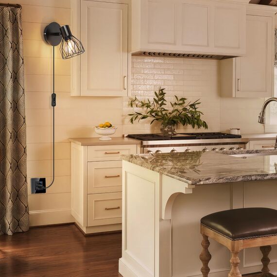 Kimjo Wandlampe mit Schalter und Stecker - Wandleuchte mit Schalter Schwarz Wandlampe mit Stecker Innen Drehbare - E14 Wandstrahler Schlafzimmer Wandlampe Wohnzimmer Wandspot Ohne Leuchtmittel