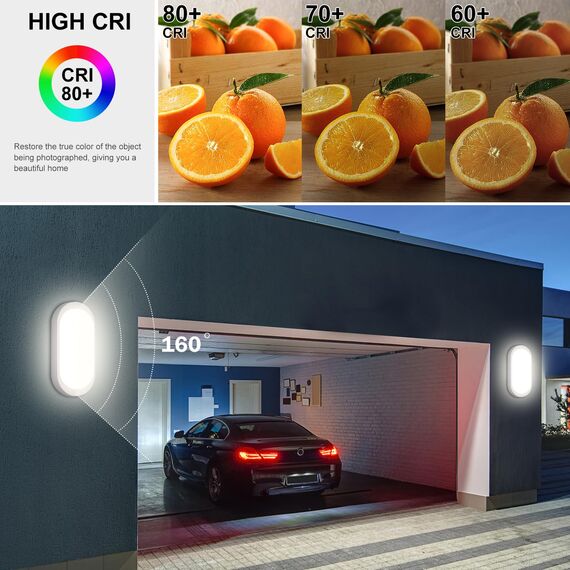 Oraymin 4 Stücke LED Kellerlampe 18W 1710LM Wandleuchte, IP65 Feuchtraumleuchte Oval, 4000K Neutralweiß LED Wandlampe Deckenleuchte Deckenlampe für Treppe, Flur, Keller, WC, Garage, 20.7 * 9.8 * 6cm