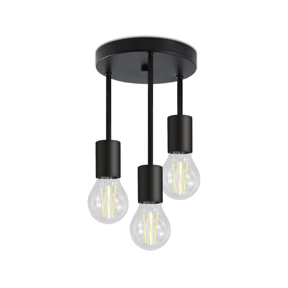 CBJKTX Deckenleuchte Vintage Deckenlampe Schwarz - Hängend 3 Flammig Deckenstrahler E27 mit 3 Spots Kronleuchter Industrial Deckenspots für Esszimmer Küche Flur Wohnzimmer Bar ohne Leuchtmittel