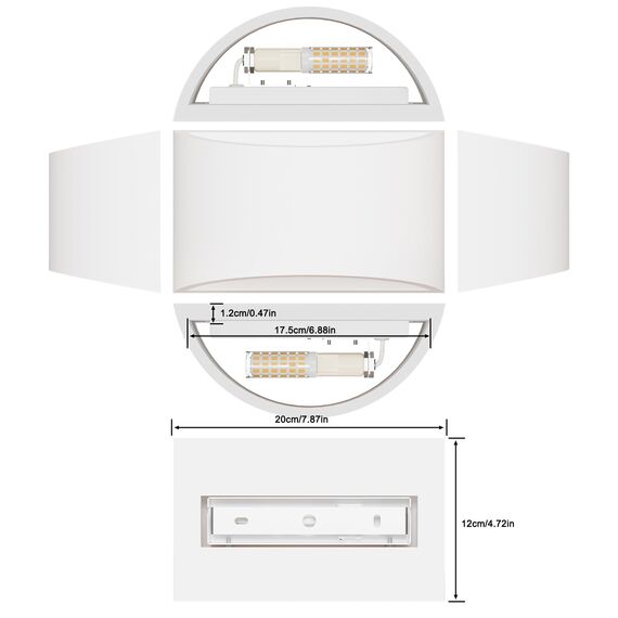 HYDONG LED Wandleuchte Innen 2 Stück 7W Weiß Gipsleuchte Modernes Wandlampe LED Licht Up und Down Wandlicht Spotlicht Warmweiß für Badezimmer, Wohnzimmer, Schlafzimmer, Flur (G9 LED Birne enthalten)