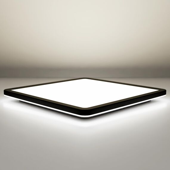 Epochglo LED Deckenleuchte Flach, Ultra Dünn, IP54 Wasserdicht Deckenlampe Panel für Badezimmer, Flur, Keller, Küche – 15 W, 1800 lm, 4000 K, Schwarzes, Eckig, 22 cm