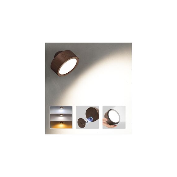 EZVALO Wandleuchte Innen mit 5500mAh Akku, Wandleuchte Kabellos mit Fernbedienung, 3 Farbmodi Dimmbar LED Wandlampe Akku Für Wohnzimmer, Schlafzimmer, Kinder (Nussbaumholz, 1 Stück)