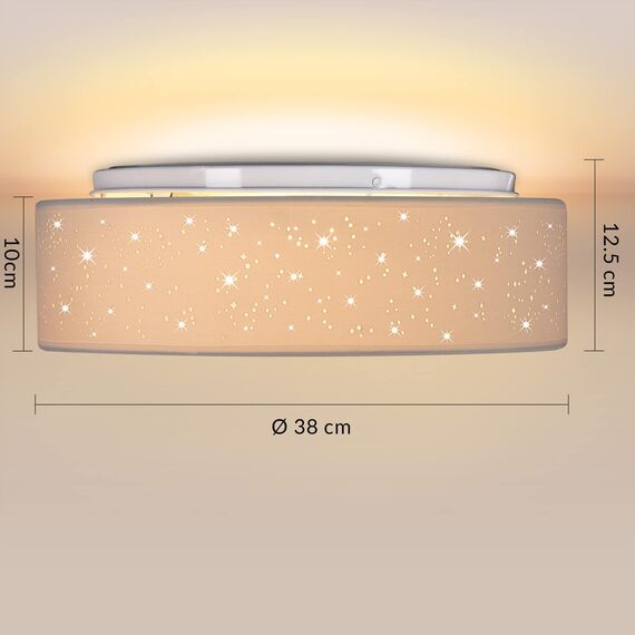 Monzana® Deckenlampe Sternenhimmel Wohnzimmer Schlafzimmer E27 Weiß Rund 38cm Stoffschirm 2-Flammig 40W Küche Lampe Deckenleuchte Stoffdeckenlampe