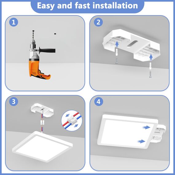 LED Deckenleuchte, Deckenlampe Quadrat, LED Lampe Seitlich Abstrahlend, Badlampe Decke IP44 Wasserfest, 18W Ultra dünn Küchenlampe Decke, 1600LM 22cm Deckenleuchten für Flur/Balkon/Wohnzimmer-4000K
