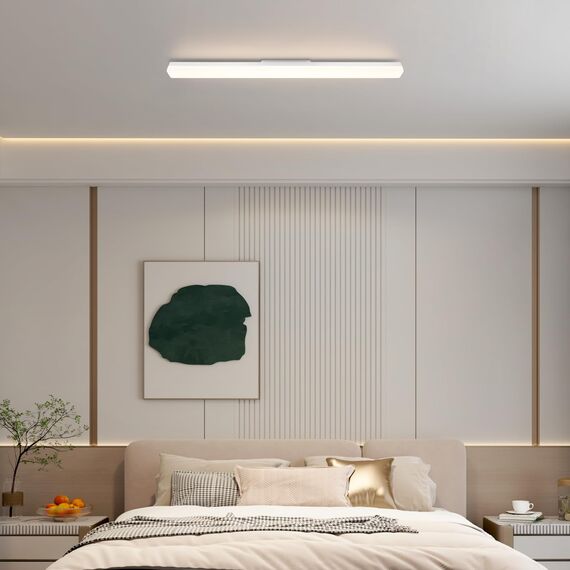 CBJKTX LED Deckenleuchte Küche Deckenlampe - Lang Küchenlampe 90CM Tageslichtlampe 4000K Neutralweiß Lampe Flach Kellerlampe Weiß 36W Bürolampe Decke Innen Deckenbeleuchtung für Flur Wohnzimmer Keller