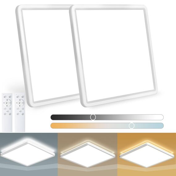 Wholede LED Deckenleuchte Flach Dimmbar, 24W 3240LM LED Lampe mit Fernbedienung, 3000K-6500K Ultra Dünn Quadrat Deckenlampe für Wohnzimmer Küche Flur Schlafzimmer Badezimmer, Ø29cm