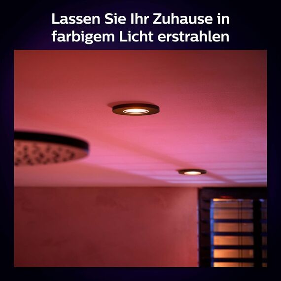 Philips Hue White & Col. Amb. Xamento Deckenleuchte, schwarz, 16 Mio. Farben, dimmbar, steuerbar via App, kompatibel mit Amazon Alexa (Echo, Echo Dot)