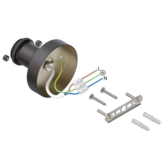 ledscom.de Deckenleuchte/Lampenfassung RETRA, schwarz matt, 1x E27 max. 60W