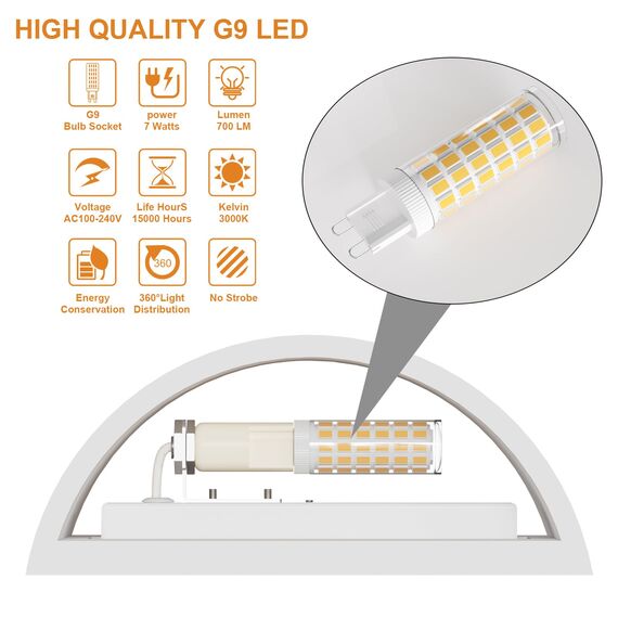 HYDONG LED Wandleuchte Innen 2 Stück 7W Weiß Gipsleuchte Modernes Wandlampe LED Licht Up und Down Wandlicht Spotlicht Warmweiß für Badezimmer, Wohnzimmer, Schlafzimmer, Flur (G9 LED Birne enthalten)