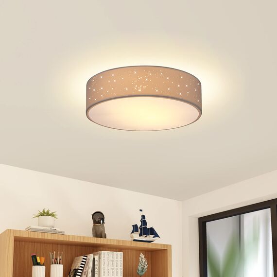 Monzana® Deckenlampe Sternenhimmel Wohnzimmer Schlafzimmer E27 Weiß Rund 38cm Stoffschirm 2-Flammig 40W Küche Lampe Deckenleuchte Stoffdeckenlampe
