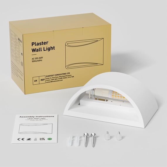 HYDONG LED Wandleuchte Innen, 7W Weiß Gipsleuchte Modernes Design Wandlampe LED Licht Up und Down Wandlicht Spotlicht Warmweiß für Badezimmer, Wohnzimmer, Schlafzimmer, Flur (G9 LED Birne enthalten)