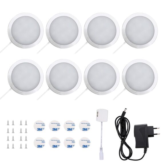Lightess 8er Unterschrank Beleuchtung Küche Unterbauleuchte LED Schrankbeleuchtung Küchenbeleuchtung Schrank Beleuchtung Wandleuchten Vitrinenbeleuchtung Spotlight mit Kabel Stecker, Warmweiß