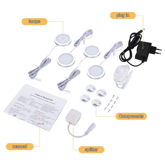 Lightess 4er Dimmbare LED Unterbauleuchte Schrankbeleuchtung Dimmbar Warmweiß Schrankleuchte LED Nachtlicht Schrank Lichter Wandleuchten Treppen Licht Vitrinenbeleuchtung für Schränke Küche