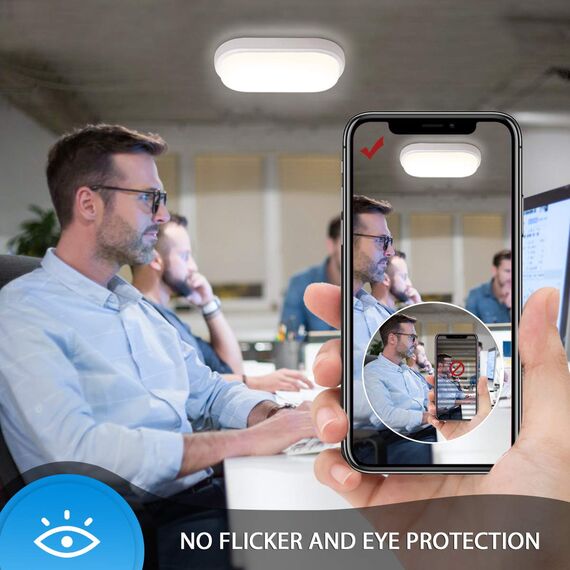 IEGLED 18W Kellerlampe LED Feuchtraumleuchte，IP65 Wandleuchte LED Wasserdicht，Neturalweiß 4000K Deckenleuchte，Weiß Wandlampe Deckenlampe Ovalleuchte für Flur Keller Garten Badzimmer Außenwand