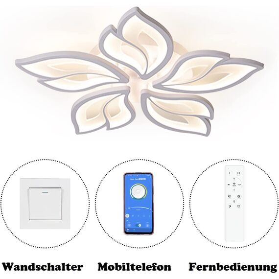 LED Deckenleuchte Dimmbar, 40W-80W Deckenlampe LED Wohnzimmerlampe mit Fernbedienung APP Farbwechsel - Moderne Wohnzimmerlampe Deckenleuchte Energie Sparen Dimming Deckenbeleuchtung Schlafzimmerlampe