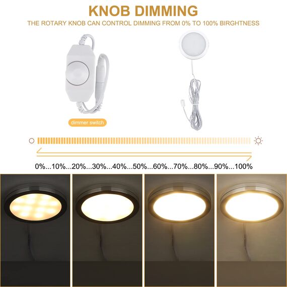 Lightess 4er Dimmbare LED Unterbauleuchte Schrankbeleuchtung Dimmbar Warmweiß Schrankleuchte LED Nachtlicht Schrank Lichter Wandleuchten Treppen Licht Vitrinenbeleuchtung für Schränke Küche