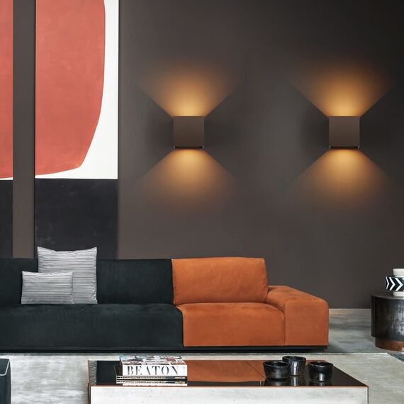 K-Bright 12W LED Wandleuchten Innen/Außen Wandlampe Auf und ab Einstellbarer Lichtstrahl 3000K Warmweiß Außenwandleuchten IP65 Wasserdichte Wandleuchte (Rostfarbig)