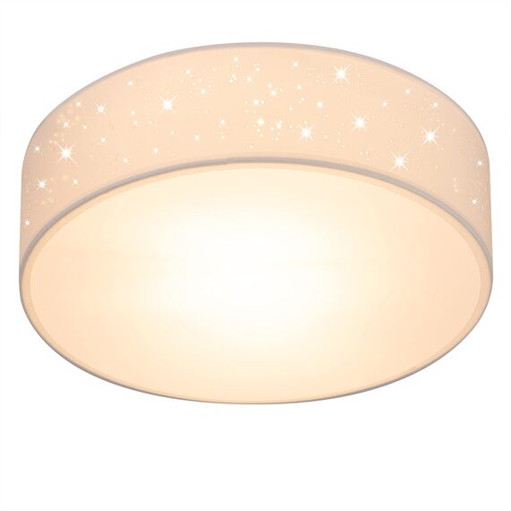 Monzana® Deckenlampe Sternenhimmel Wohnzimmer Schlafzimmer E27 Weiß Rund 30cm Stoffschirm 1-Flammig 40W Küche Lampe Deckenleuchte Stoffdeckenlampe
