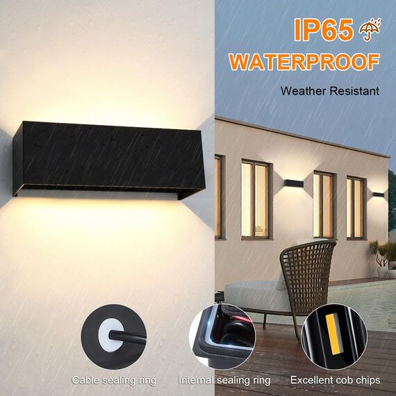 ledmo 30W LED Wandleuchten Innen/Außen Wandlampe Innen Auf und ab Einstellbarer Lichtstrahl 3000K Warmweiß LED Außenwandleuchte IP65 Wasserdichte