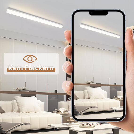 CBJKTX LED Deckenleuchte Küche Deckenlampe - Lang Küchenlampe 90CM Tageslichtlampe 4000K Neutralweiß Lampe Flach Kellerlampe Weiß 36W Bürolampe Decke Innen Deckenbeleuchtung für Flur Wohnzimmer Keller