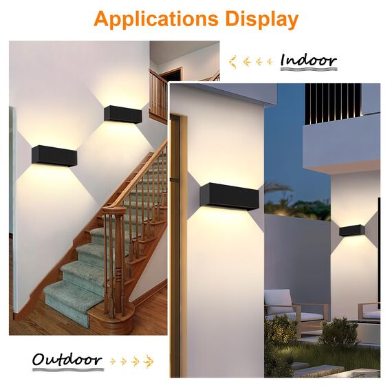 ledmo 30W LED Wandleuchten Innen/Außen Wandlampe Innen Auf und ab Einstellbarer Lichtstrahl 3000K Warmweiß LED Außenwandleuchte IP65 Wasserdichte