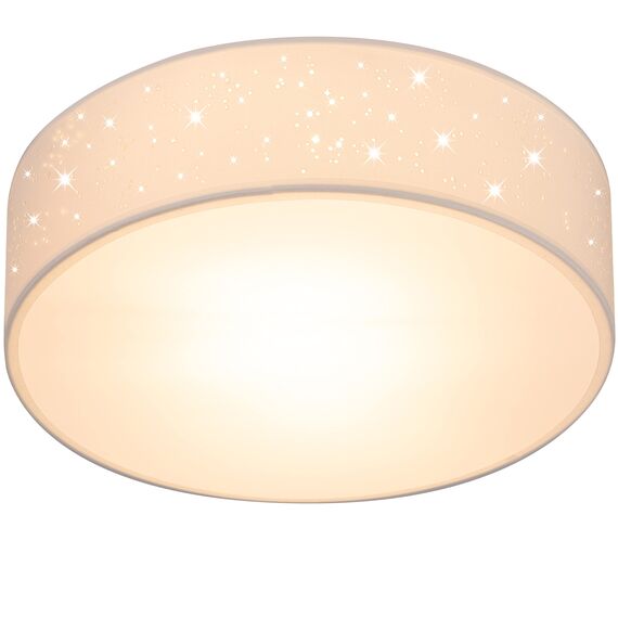 Monzana® Deckenlampe Sternenhimmel Wohnzimmer Schlafzimmer E27 Weiß Rund 38cm Stoffschirm 2-Flammig 40W Küche Lampe Deckenleuchte Stoffdeckenlampe