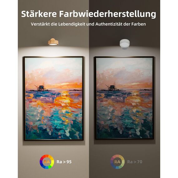 EZVALO Wandleuchte Innen mit 5500mAh Akku, Wandleuchte Kabellos mit Fernbedienung, 3 Farbmodi Dimmbar LED Wandlampe Akku Für Wohnzimmer, Schlafzimmer, Kinder (Holzmaserung, 1 Stück)