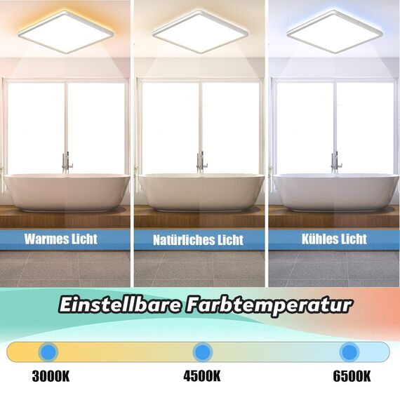 Wholede LED Deckenleuchte Flach Dimmbar, 24W 3240LM LED Lampe mit Fernbedienung, 3000K-6500K Ultra Dünn Quadrat Deckenlampe für Wohnzimmer Küche Flur Schlafzimmer Badezimmer, Ø29cm