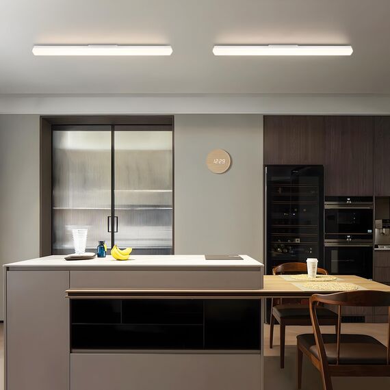 CBJKTX LED Deckenleuchte Küche Deckenlampe - Lang Küchenlampe 90CM Tageslichtlampe 4000K Neutralweiß Lampe Flach Kellerlampe Weiß 36W Bürolampe Decke Innen Deckenbeleuchtung für Flur Wohnzimmer Keller