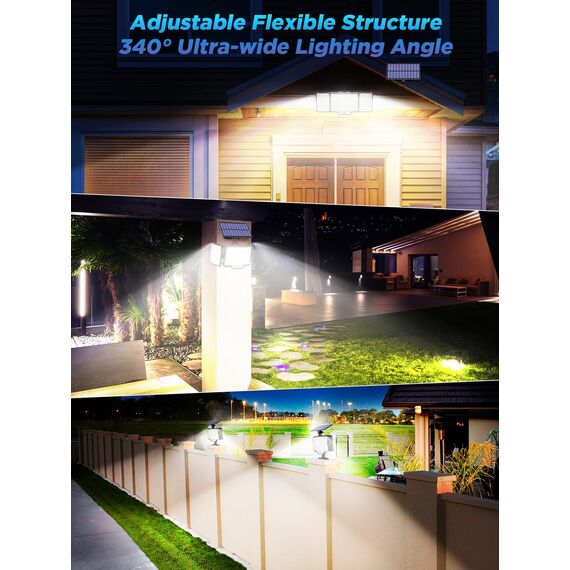 SIGRILL Solarlampen für Außen, 212LED Große Solarleuchte Aussen mit Bewegungsmelder, IP65 Wasserdichte Solar Strahler mit 3 Modi, 340°Beleuchtungswinkel, Superhelle Solarlampen für Garage, Garten