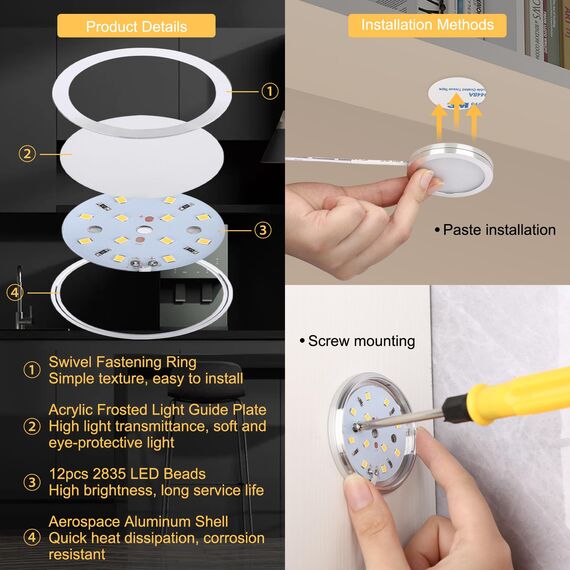 Lightess 8er Unterschrank Beleuchtung Küche Unterbauleuchte LED Schrankbeleuchtung Küchenbeleuchtung Schrank Beleuchtung Wandleuchten Vitrinenbeleuchtung Spotlight mit Kabel Stecker Neutralweiß