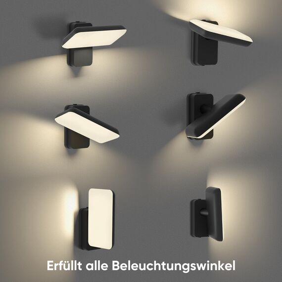 brightower Außenlampe, LED Wandleuchte Aussen, Wasserdicht IP65 aussenlampe wand, Wandleuchte Innen/Außen mit Schwenkbar LED Panel, Warmweiß 3000K Außenwandleuchte (dunkelgrau 2 Stück)