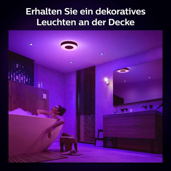 Philips Hue White & Col. Amb. Xamento Deckenleuchte, schwarz, 16 Mio. Farben, dimmbar, steuerbar via App, kompatibel mit Amazon Alexa (Echo, Echo Dot)