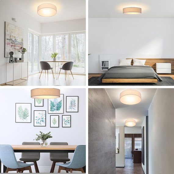 Monzana® Deckenlampe Sternenhimmel Wohnzimmer Schlafzimmer E27 Weiß Rund 30cm Stoffschirm 1-Flammig 40W Küche Lampe Deckenleuchte Stoffdeckenlampe