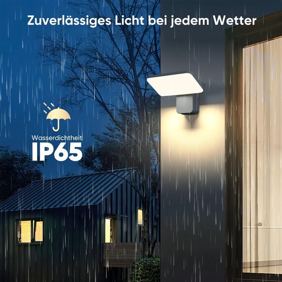 brightower Außenlampe, LED Wandleuchte Aussen, Wasserdicht IP65 aussenlampe wand, Wandleuchte Innen/Außen mit Schwenkbar LED Panel, Warmweiß 3000K Außenwandleuchte (Anthrazit 2 Stück)