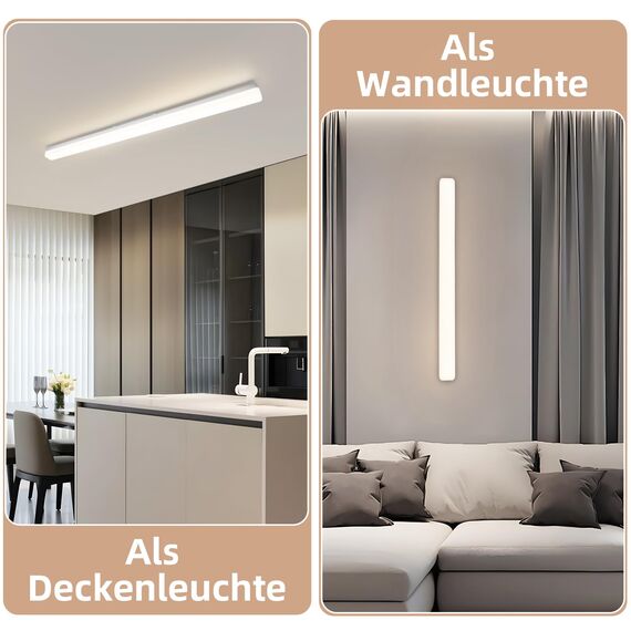 CBJKTX LED Deckenleuchte Küche Deckenlampe - Lang Küchenlampe 90CM Tageslichtlampe 4000K Neutralweiß Lampe Flach Kellerlampe Weiß 36W Bürolampe Decke Innen Deckenbeleuchtung für Flur Wohnzimmer Keller