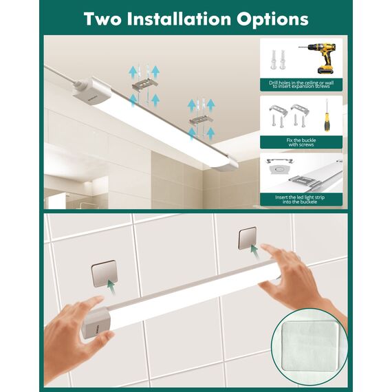 Feuchtraumleuchte LED mit Stecker 36W 4000LM 120CM Verknüpfbar Werkstattlampe IP66 Wasserfest Led Röhre Leuchte für Garage Keller Werkstatt Feuchtraum Bad Büro Warenhaus Hobbyraum,Neutralweiß 4000K.