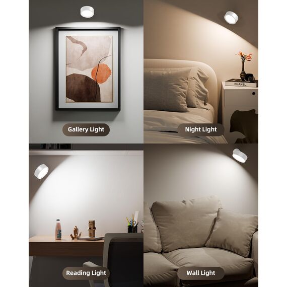 EZVALO Wandleuchte Innen mit 5500mAh Akku, Wandleuchte Kabellos mit Fernbedienung, 3 Farbmodi Dimmbar LED Wandlampe Akku Für Wohnzimmer, Schlafzimmer, Kinder, Weiß (1 Stück)