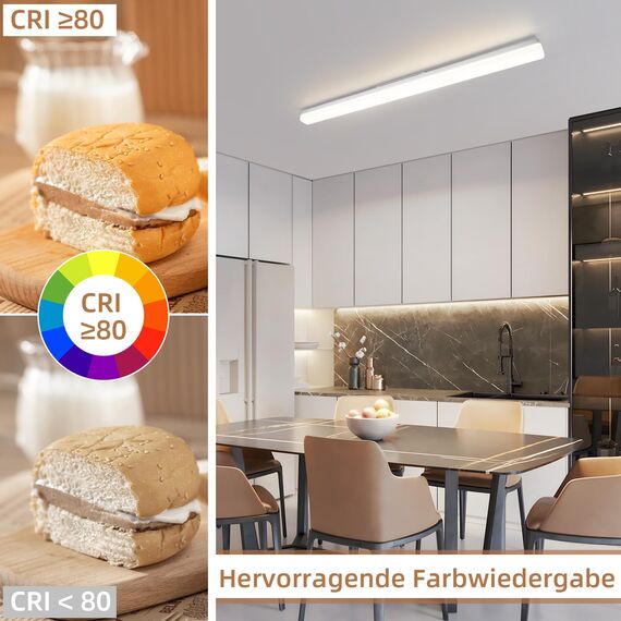 CBJKTX LED Deckenleuchte Küche Deckenlampe - Lang Küchenlampe 90CM Tageslichtlampe 4000K Neutralweiß Lampe Flach Kellerlampe Weiß 36W Bürolampe Decke Innen Deckenbeleuchtung für Flur Wohnzimmer Keller