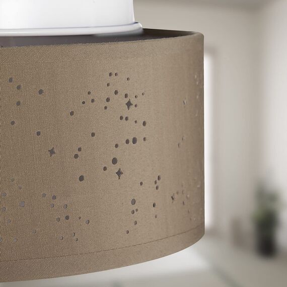 MONZANA® Deckenlampe Sternenhimmel Wohnzimmer Schlafzimmer E27 Taupe Rund 30cm Stoffschirm 1-Flammig 40W Küche Lampe Deckenleuchte Stoffdeckenlampe