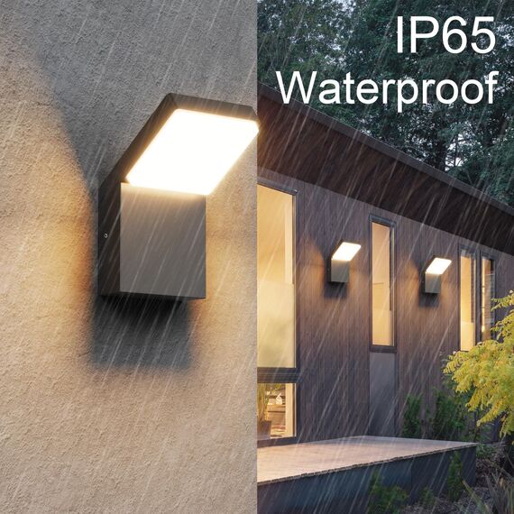 Klighten 24W LED Wandleuchte Aussen Innen, Wasserdicht IP65 Außenlampe Außenleuchte Wand Modern Wandlampe, Außenwandleuchte für Terrasse Eingang Garten, 1500 Lumen, Schwarz, Warmweiß 3000K