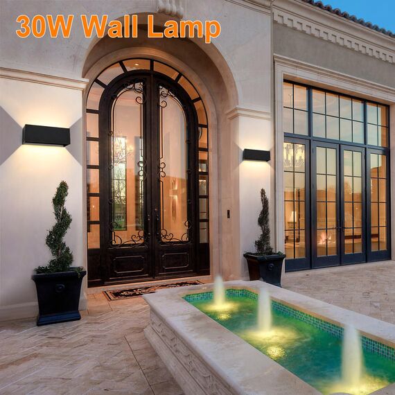 ledmo 30W LED Wandleuchten Innen/Außen Wandlampe Innen Auf und ab Einstellbarer Lichtstrahl 3000K Warmweiß LED Außenwandleuchte IP65 Wasserdichte