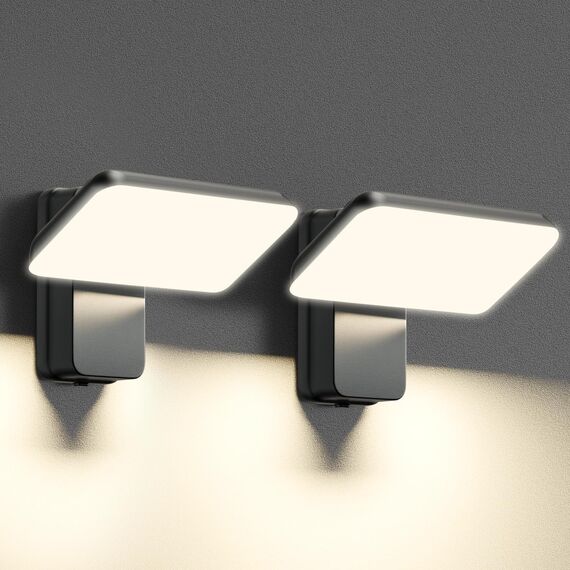 brightower Außenlampe, LED Wandleuchte Aussen, Wasserdicht IP65 aussenlampe wand, Wandleuchte Innen/Außen mit Schwenkbar LED Panel, Warmweiß 3000K Außenwandleuchte (dunkelgrau 2 Stück)