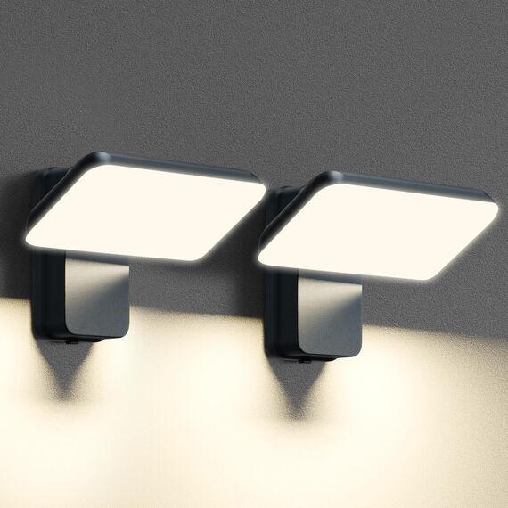 brightower Außenlampe, LED Wandleuchte Aussen, Wasserdicht IP65 aussenlampe wand, Wandleuchte Innen/Außen mit Schwenkbar LED Panel, Warmweiß 3000K Außenwandleuchte (Anthrazit 2 Stück)