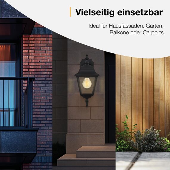 Brilliant Newport hängende Außenwandleuchte schwarz – LED-Wandleuchte für draußen – E27 Sockel exkl. LED Leuchtmittel – wetterfeste Außenleuchte