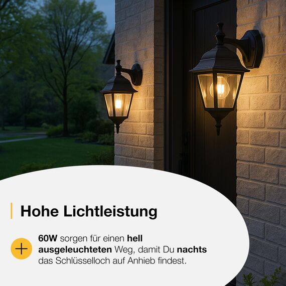 Brilliant Newport hängende Außenwandleuchte schwarz – LED-Wandleuchte für draußen – E27 Sockel exkl. LED Leuchtmittel – wetterfeste Außenleuchte