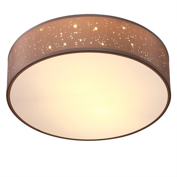 MONZANA® Deckenlampe Sternenhimmel Wohnzimmer Schlafzimmer E27 Taupe Rund 30cm Stoffschirm 1-Flammig 40W Küche Lampe Deckenleuchte Stoffdeckenlampe