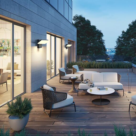 brightower Außenlampe, LED Wandleuchte Aussen, Wasserdicht IP65 aussenlampe wand, Wandleuchte Innen/Außen mit Schwenkbar LED Panel, Warmweiß 3000K Außenwandleuchte (Anthrazit 2 Stück)