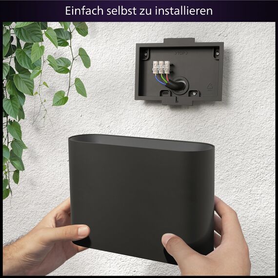 Philips Hue Dymera Wandleuchte innen & außen | Weißes & farbiges LED Licht | Immersive Innen- & Außenleuchte | IP44 wasserdicht | Sprachsteuerung mit Alexa, Apple Home & Google Assistant | Schwarz